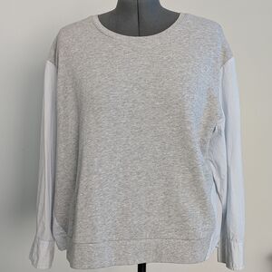 Title: Who What Wear Gray Mixed Media Blouse 2XL Long Sleeve Casual Chic Top